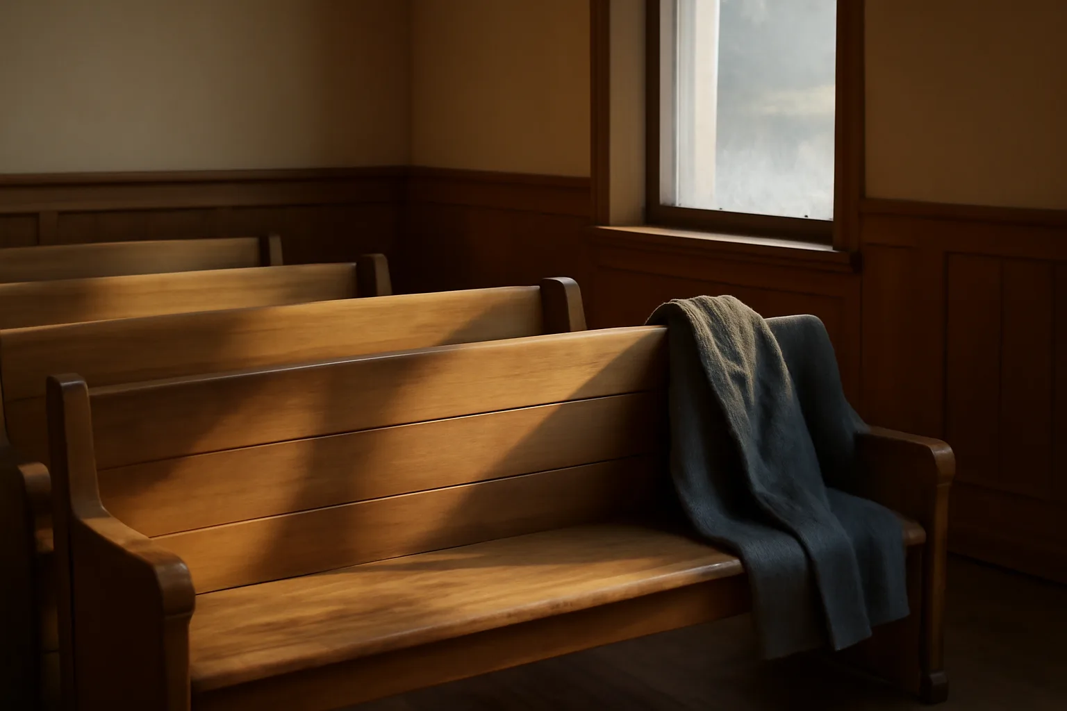 Empty Alaska courtroom bench where a court translator would wait